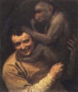 Annibale Carracci Portrait of a Young Man with a Monkey oil painting